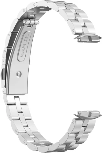 Miniatura 6 de FitTurn Correas compatibles con Fitbit Luxe Metal acero inoxidable correa de reloj de repuesto clásica duradera de enlace sólido accesorio hebilla
