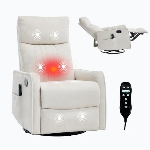 Miniatura 17 de Recliner Chair, Swivel Fabric Massage Rocker Recliner Chair for Adults, Manual Nursery Chair Glider Recliner with Massage and Heat for Living Room
