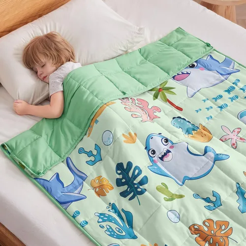 Miniatura 26 de anfie - Manta con peso para niños (40 x 60 pulgadas, 7 lb), manta refrescante para dormir, tamaño de manta ligera, transpirable, con cuentas de Gris