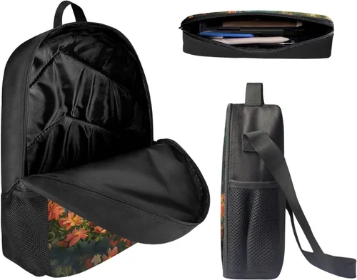 Miniatura 138 de HUGS IDEA Juego de 3 bolsas escolares con aislamiento térmico para el almuerzo, estuche para lápices