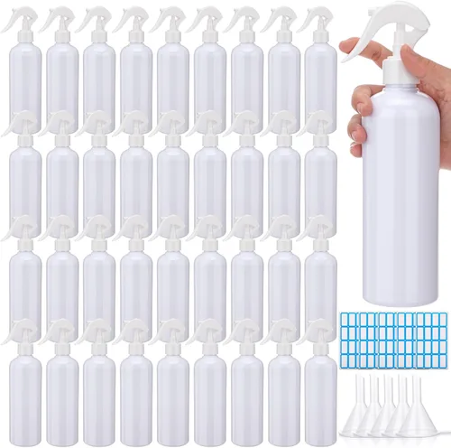 Miniatura 8 de Lallisa 36 botellas de plástico de 16 onzas a prueba de fugas, botellas vacías para soluciones de limpieza, botella rociadora de agua con boquilla