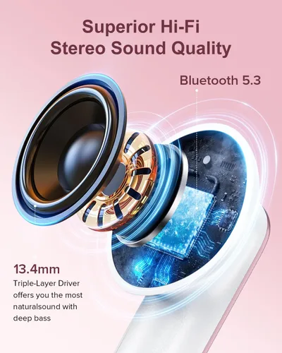 Miniatura 6 de Auriculares inalámbricos, 42H de tiempo de reproducción, auriculares Bluetooth 5.3, auriculares con cancelación de ruido de llamada estéreo HiFi