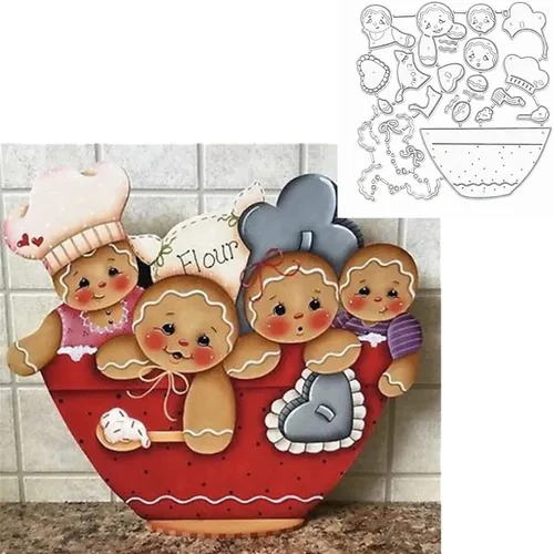 Plantillas troqueladas de metal para hombre de jengibre, lindas plantillas de corte de pan de jengibre para manualidades, álbumes de recortes,