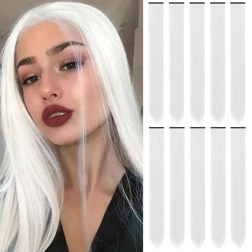 Miniatura 23 de Extensiones de cabello sintético de 22 pulgadas, extensiones de cabello sintético largo y lacio con clip, extensiones de cabello sintético para Negro