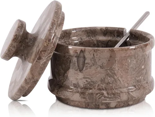 Miniatura 7 de Radicaln Salero de Mármol con Tapa de 3.5 Pulgadas, Caja de Sal Cebra Negra, Contenedor de Condimentos y Frascos de Especias, Portasales de Piedra