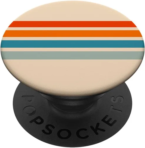 Minimal Abstract Multicolor Retro Stripes - Vintage 70s Love - PopSockets Grip and Stand for Phones and Tablets, Negro
