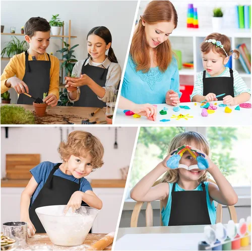 Miniatura 7 de Morcheiong Paquete de 8/12/24 delantales ajustables para niños al por mayor con 2 bolsillos, delantal para niños pequeños, delantales de pintura
