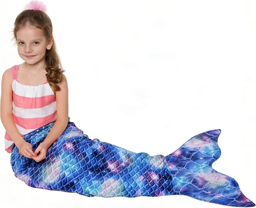 Miniatura 12 de Manta de cola de sirena para niños de Catalonia, manta súper suave de franela para dormir, manta acogedora para niñas, diseño de arco iris, regalo