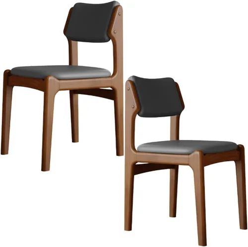 Miniatura 50 de YVYKFZD Wooden Dining Chairs Set, Leather Dining Room Chair with Back, Upholstered Kitchen Chairs, Armless Living Room Chair, for Bedroom Offices