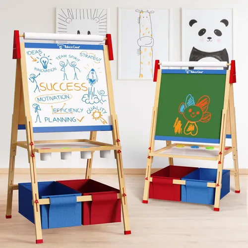 Set de cabalete de arte para niños, tablero de dibujo ajustable de doble cara, cabalete de madera para pintar, edades 2-12, regalo de cumpleaños