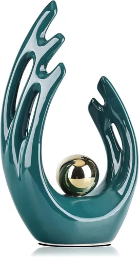 Miniatura 9 de LCCCK Decoración estética dorada de 9.5 pulgadas de alto, soporte de TV, centro de mesa funky, estatua y escultura de cerámica de arte abstracto