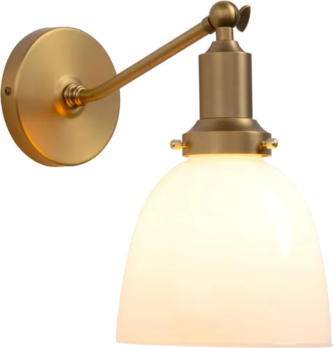 Miniatura 12 de PERMO Aplique individual industrial vintage para montaje en pared con cúpula ovalada de 5.5 pulgadas, pantalla de vidrio blanco leche, aplique