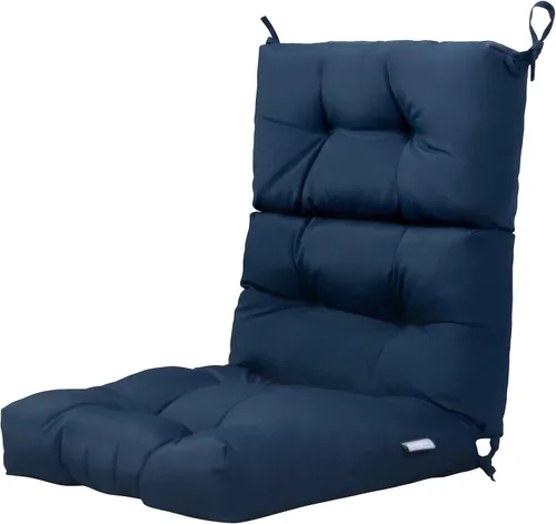Miniatura 6 de Tangkula Cojín para silla de respaldo alto para patio, almohadillas de asiento para silla con lazos antideslizantes, cojines de repuesto