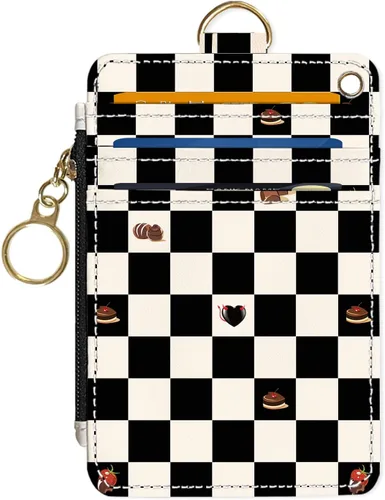 Miniatura 19 de Portafolios delgado Portafolios para tarjetas de crédito, Portafolios RFID para mujer Linda pequeña cartera de bolsillo frontal con cremallera