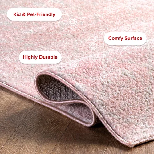 Miniatura 4 de nuLOOM 2x3 Alfombra de área marroquí Blythe, rosa, diseño bohemio desvanecido, resistente a las manchas, para dormitorio, comedor, sala de estar