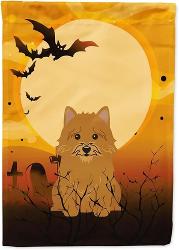 Miniatura 128 de Caroline's Treasures BB4307GF - Bandera de Halloween Airedale para jardín, bandera decorativa para patio exterior, obras de arte de patio, macizos