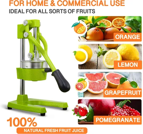 Miniatura 4 de Exprimidor manual comercial de hierro fundido de servicio pesado, exprimidor de cítricos manual de naranja, limón, lima, pomelo y granada con taza