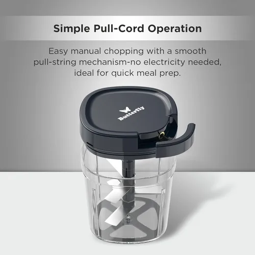 Miniatura 3 de Butterfly 3.8 tazas de plástico de alta calidad, picadora manual de alimentos, cuerda de cebolla, picadora de verduras y cebolla, apta