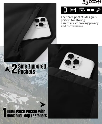 Miniatura 3 de 33,000ft Chaquetas ligeras para hombre, con cremallera completa, rompevientos, cuello ligero, elegante, casual, chaqueta de golf con bolsillos