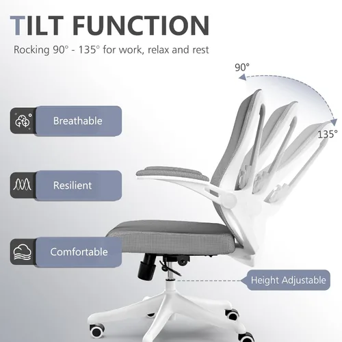 Miniatura 4 de Silla de oficina, silla ergonómica de escritorio cómoda para el hogar, silla de juegos con respaldo medio con ruedas, altura ajustable, soporte