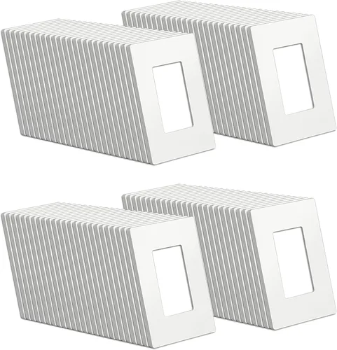 Miniatura 7 de Paquete de 50 placas BESTTEN de pared sin tornillos de 1 banda, USWP4 brillante blanco roto, cubierta de salida de decorador, placa frontal