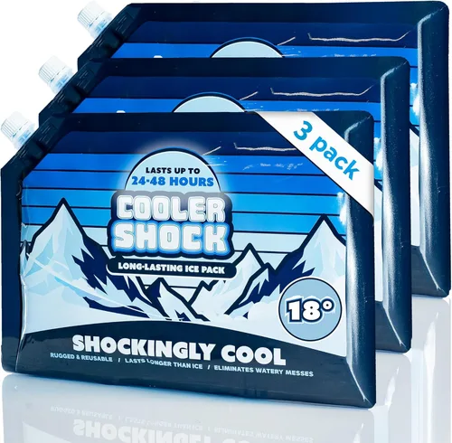 Cooler Shock - Bolsas de hielo reutilizables para enfriadores - Paquetes de congelador fríos de larga duración para enfriadores y loncheras - Bolsas