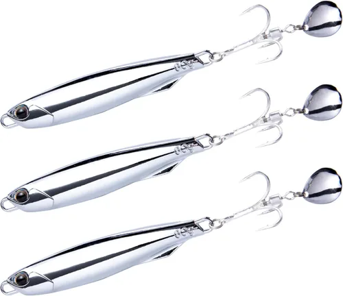 Dr.Fish Paquete de 3 cucharas de jigging, plantillas de fundición de metal, ganchos agudos con cuchillas, cucharas de fundición de agua salada, Hoja