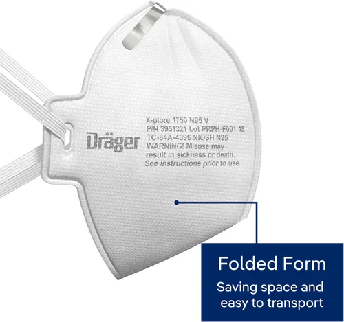 Miniatura 6 de Dräger Máscara respiradora X-plore 1750 C N95 fabricada en los Estados Unidos 20 respiradores aprobados por NIOSH, ajuste universal