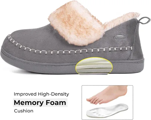Miniatura 3 de HomeTop Pantuflas de microgamuza para mujer, con forro de sherpa de espuma viscoelástica