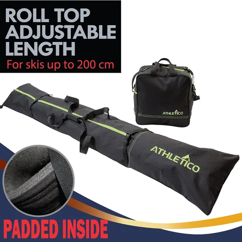 Miniatura 4 de Athletico - Combo de bolsas acolchadas para botas y esquís, dos piezas Guarda y transporta los esquís de hasta 200 cm y botas hasta la talla 30.5