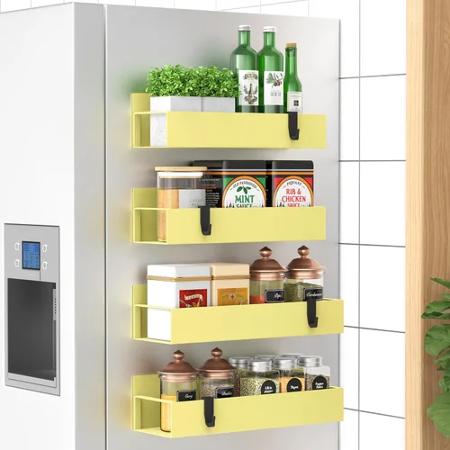 Miniatura 13 de HuggieGems Paquete de 4 Organizadores Magnéticos de Almacenamiento de Especias para Refrigerador y Horno, Organizadores y Almacenamiento Gris