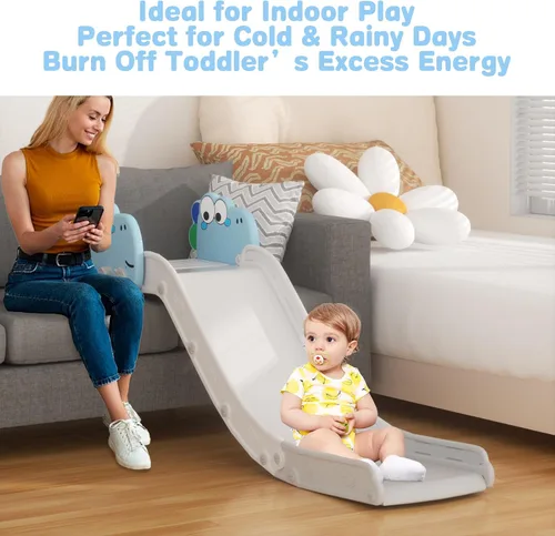 Miniatura 7 de Glaf Tobogán para sofá y escalera para niños pequeños, 14 pulgadas de ancho, ajustables, para interiores, escaleras, sofá, cama, plegable, duradero