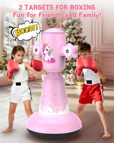 Miniatura 8 de 67 Inch Inflatable Punching Bag for Kids 3-12, Standing Boxing Set for Karate & Taekwondo Training, Stable Boxing Bag Active Toy for Boys & Girls
