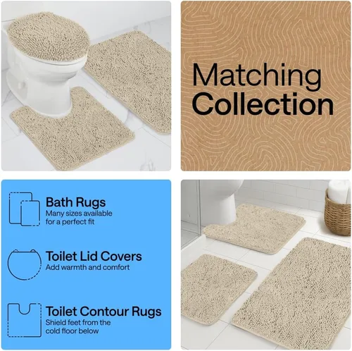 Miniatura 176 de Gorilla Grip - Tapete de baño de felpilla gruesa, suave y absorbente, secado rápido, de microfibra, con reverso de caucho, para piso de ducha, Nube