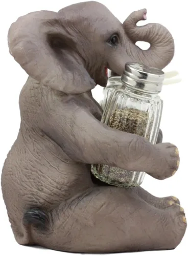 Miniatura 4 de Ebros Gift Safari africano elefante decorativo de cristal salero y pimentero titular figura decoración 7 "H elefantes cocina bar comedor acento