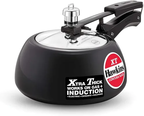 Hawkins Contura Black XT - Olla a presión con tapa interior anodizada dura, cocina de inducción pequeña, cocina Handi, negro CXT20 de 2 litros