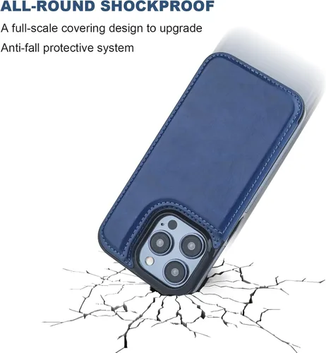 Miniatura 5 de ONETOP Funda tipo cartera compatible con iPhone 15 Pro con soporte para tarjetas, funda de piel sintética con ranuras para tarjetas, doble cierre