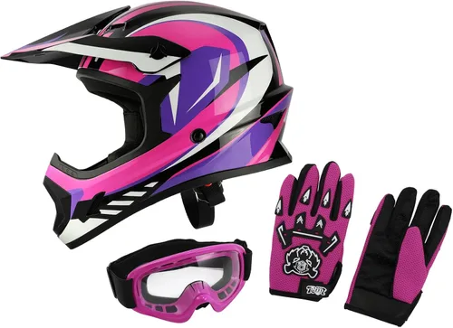 Miniatura 13 de SLMOTO - Casco DOT para niños y jóvenes, casco de motocross, todoterreno, calle, motocicleta, bicicleta de tierra, motocross, ATV, diseño