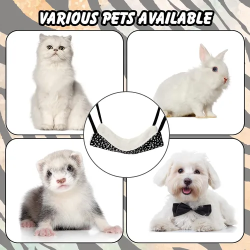 Miniatura 7 de BBTO Hamaca reversible para mascotas, hamaca colgante de felpa suave para gatos, cama de conejillo de indias, jaula para ratas, accesorios