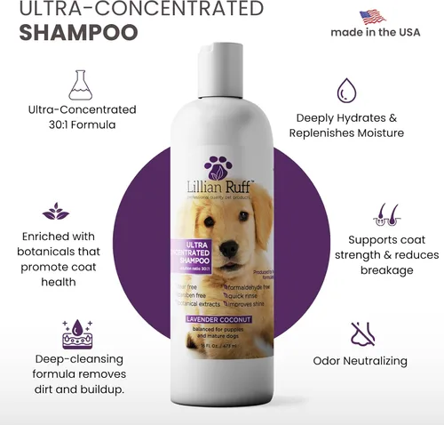 Miniatura 2 de Lillian Ruff PRO Formula Champú Ultra Concentrado para Perros – Hace 4 Galones/30 Botellas, Dilución 30:1, Champú Profesional para Mascotas