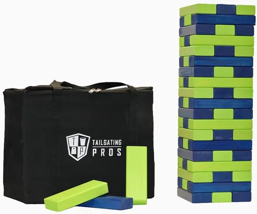 Miniatura 28 de Tailgating Pros Maderas Gigantes Premium que se Derrumban con Estuche de Transporte – ¡Elige los Colores de tu Equipo! Juego Gigante para Patio al