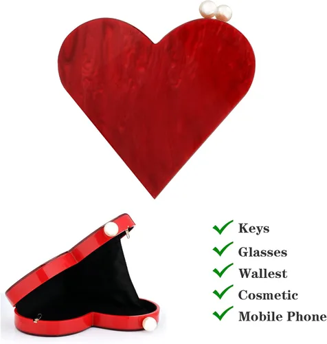 Miniatura 4 de Bolso de mano de acrílico en forma de corazón para mujer, bolso de hombro elegante para fiesta, boda