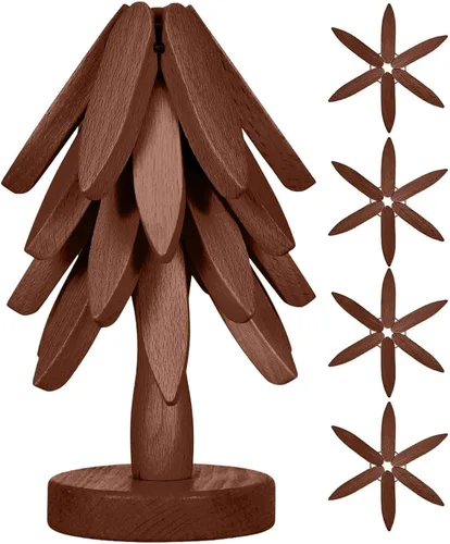 Juego de Posavasos de Copa de Madera, Juego de Salvamanteles en Forma de Árbol, Posavasos de Árbol - 4 Salvamanteles de Madera + 1 Soporte de