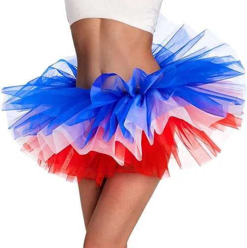 Miniatura 25 de REETAN Falda tutú de ballet de 6 capas de tul corto tutús para mujer