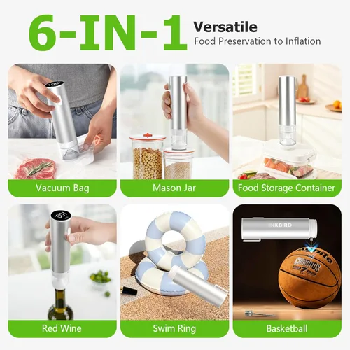 Miniatura 2 de INKBIRD Sellador al vacío compacto para alimentos, sellador al vacío de mano recargable con tanque de almacenamiento de líquidos para conservación 8