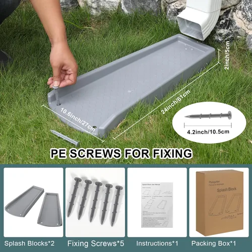 Miniatura 6 de plusgutter Protector de Salpicaduras de Cantón y Bajante, Extensiones de Bajada de Cantón para Drenaje de Agua, Protectores de Salpicaduras