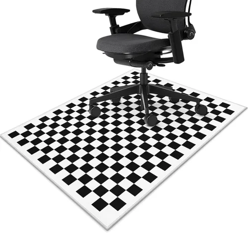 Tapete para silla de oficina para suelo de madera dura, a cuadros negros y blancos, 36 x 48 pulgadas, tapete antideslizante para silla de juegos de