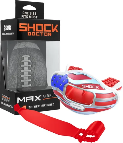 Miniatura 12 de Shock Doctor Protector Labial, Protector Bucal para Adultos y Jóvenes de Fútbol Americano con Correa, Boquilla de Fútbol Americano Transpirable