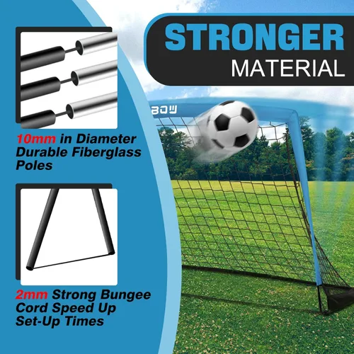 Miniatura 3 de Portería de fútbol infantil de 6 x 4 pies con bolsa de transporte, red de fútbol plegable portátil para entrenamiento de práctica en el patio Azul