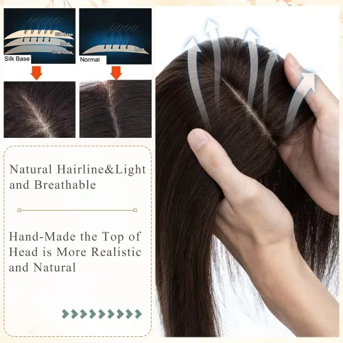 Miniatura 171 de Rich Choices Pelucas con topper de cabello para mujeres, cabello humano real 100% Remy, sin flequillo, para mujeres con adelgazamiento en la parte